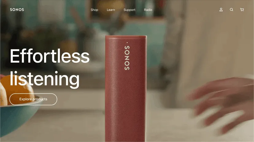 Screenshot of Sonos's website